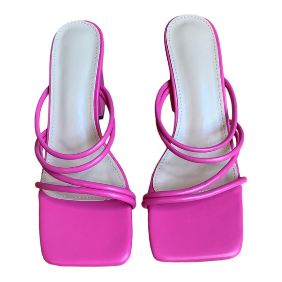Hot pink slip on strappy block heeled sandals size 37 - Picture 3 of 9
